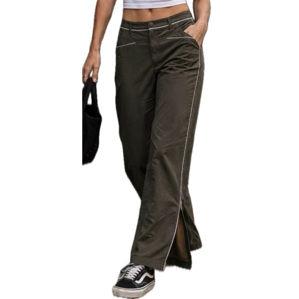 VTG Rare 90s Urban Life Olive Green Zip Side Pants. Women's Size 7.